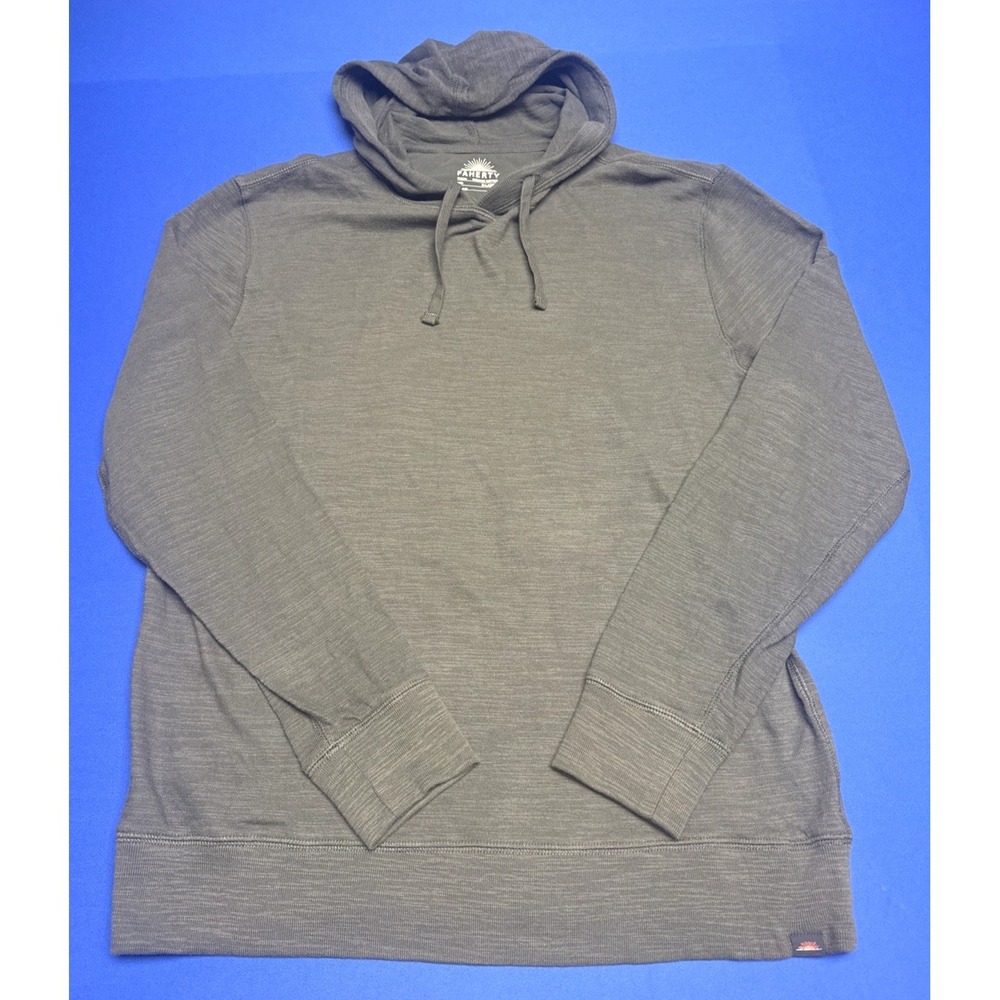 Faherty Slub Hoodie Organic Cotton Gray Mens Size XL Pullover